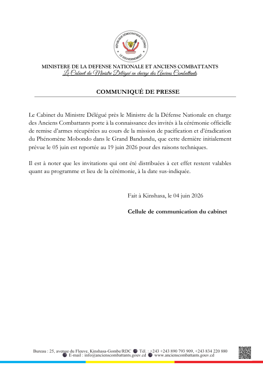 COMMUNIQUE DE PRESSE
